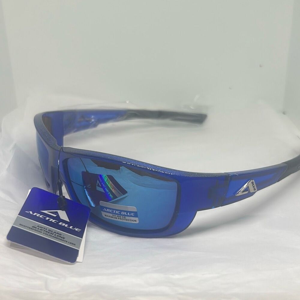 Arctic Blue Wraparound Sports Sunglasses – UV Protection